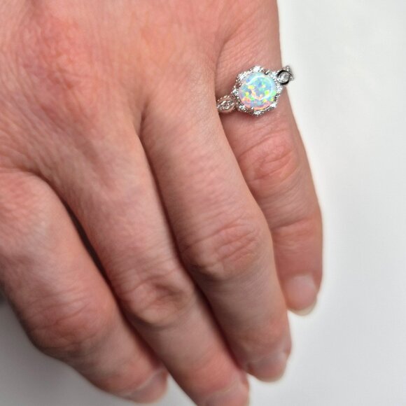 925 Sterling Silver Opal Ring – Size 6, Dainty Opal Gemstone, Gift For Her - Picture 9 of 9